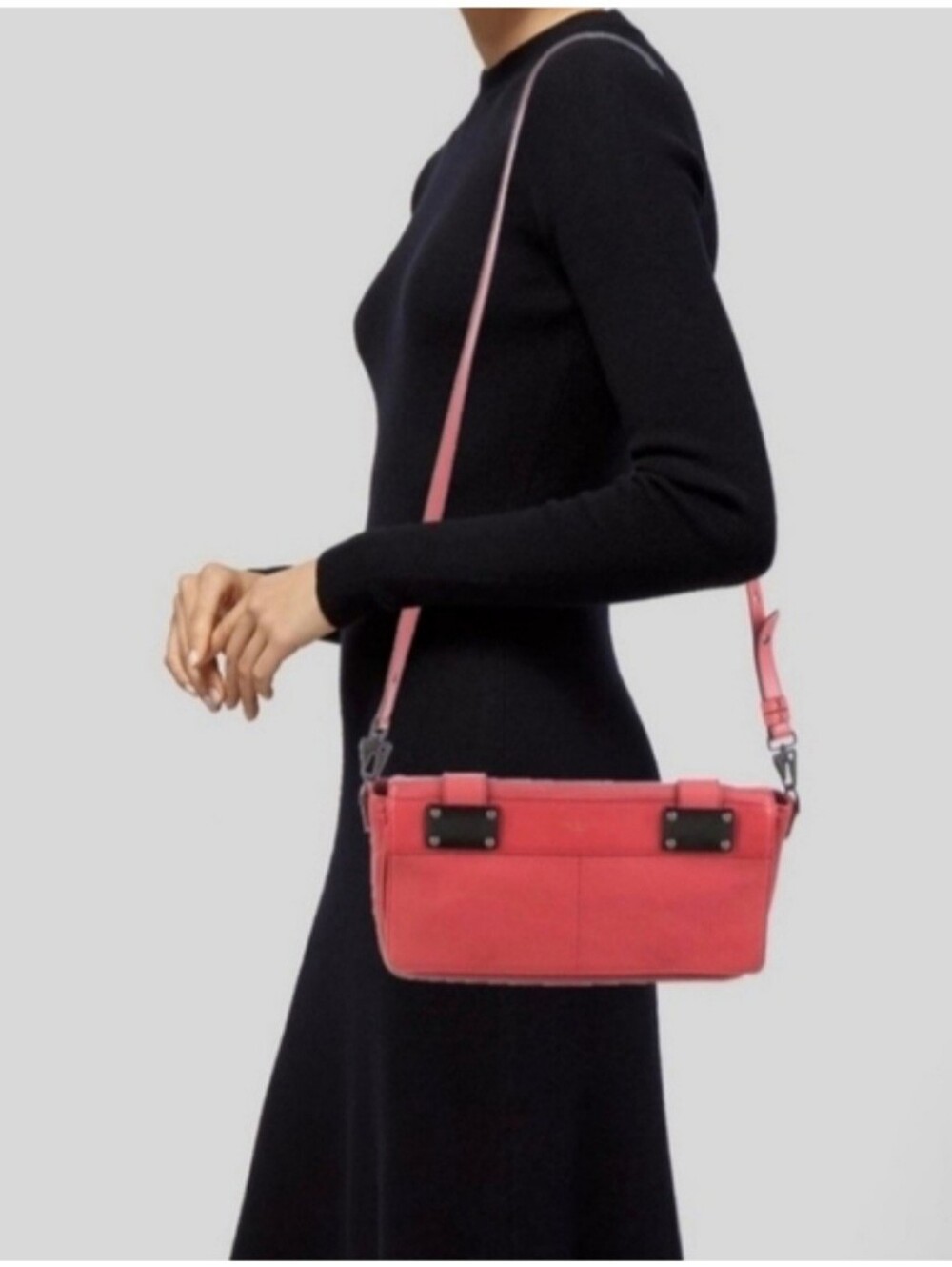 Rag & Bone Large Leather Pilot Clutch Crossbody Bag Red Coral - Picture 3 of 15